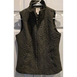 Brand db Army Green Quilted Vest Size SMALL Zipper With Pockets